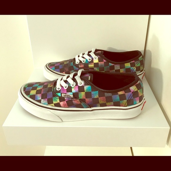 vans authentic iridescent checkerboard skate shoes